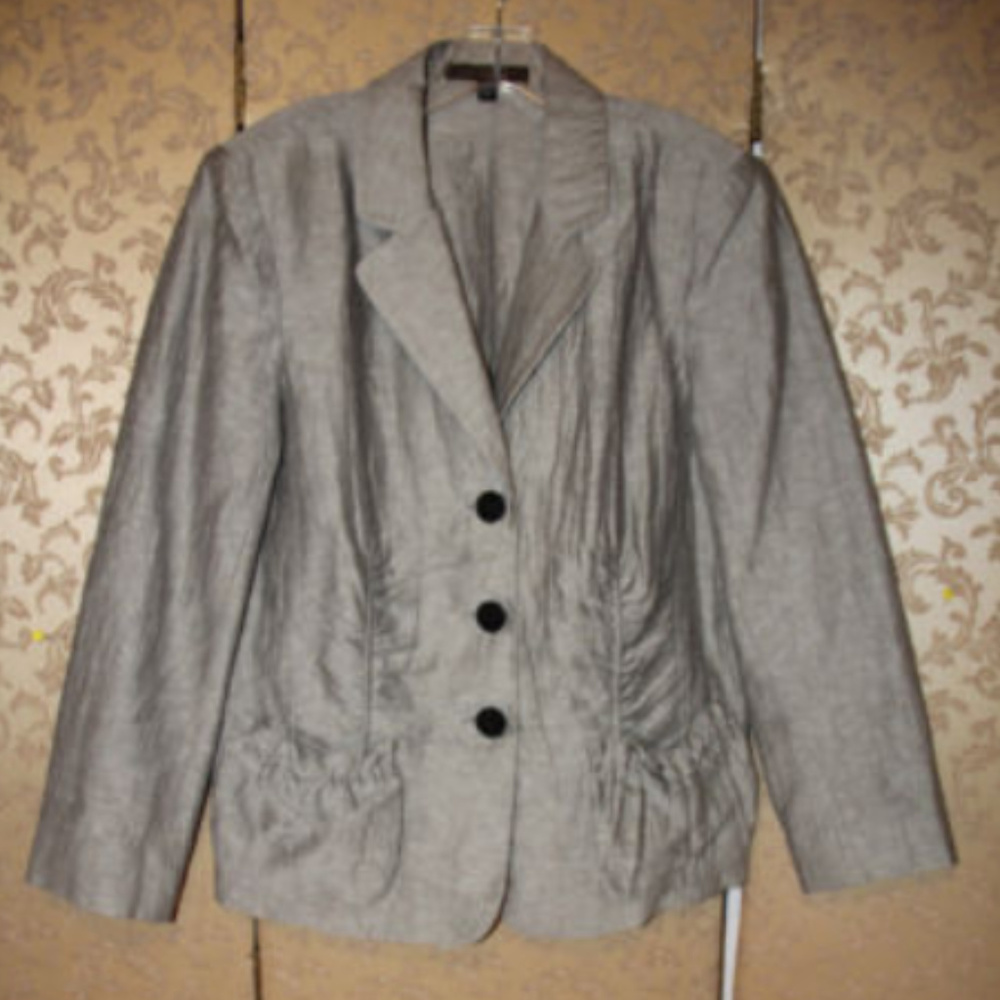 Lafayette 148 New York Linen Silk Ruched Blazer